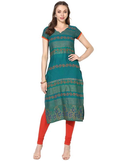 block printed straight kurta - 16179252 - Very Small Image - 1