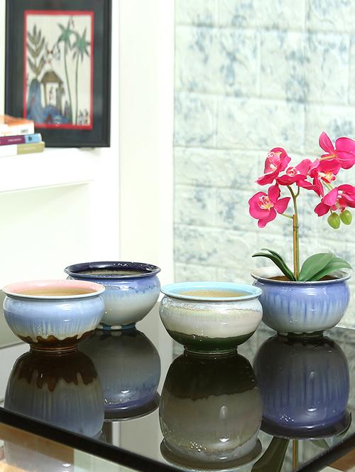 handpainted ceramic pot in assorted colours- 1pc - 16179403 - Very Small Image - 1