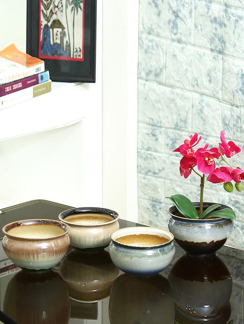 handpainted ceramic pot in assorted colours- 1pc - 16179409 - Very Small Image - 1