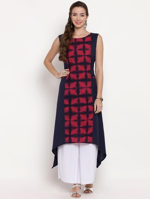 tie & dye printed asymmetric kurta - 16180190 - Very Small Image - 1