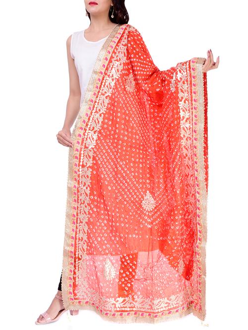 orange silk dupatta - 16180201 - Very Small Image - 1
