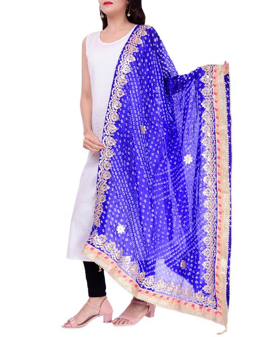 blue silk dupatta - 16180203 - Very Small Image - 1