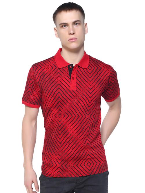 red all over print polo t-shirt - 16180466 - Very Small Image - 1