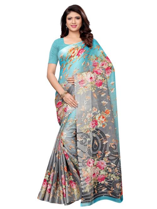 floral kota doria saree with blouse - 16180969 - Very Small Image - 1