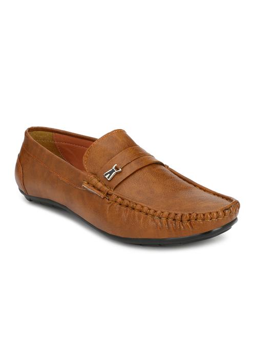 tan leatherette slip on loafers - 16183751 - Very Small Image - 1