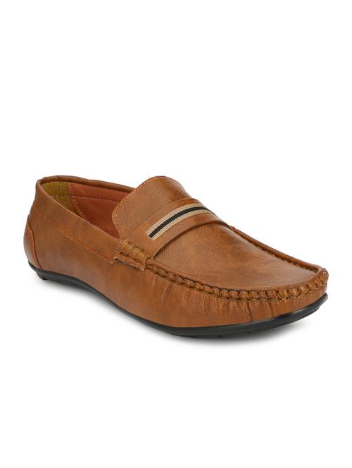 tan leatherette slip on loafers - 16183757 - Very Small Image - 1