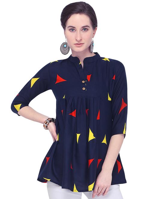 mandarin neck pleated tunic - 16183834 - Very Small Image - 1
