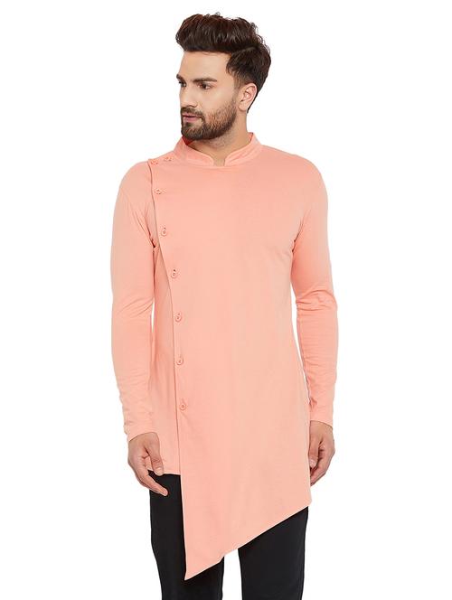 orange cotton asymmetric kurta - 16184023 - Very Small Image - 1