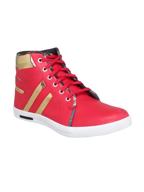 red leatherette lace up sneakers - 16185342 - Very Small Image - 1