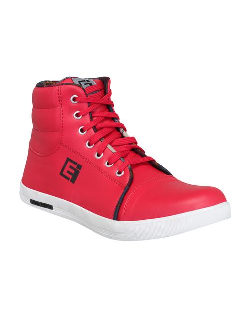 red leatherette lace up sneakers - 16185347 - Very Small Image - 1