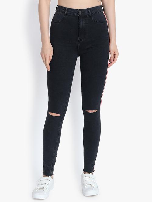side taped knee slit jeans - 16185398 - Very Small Image - 1