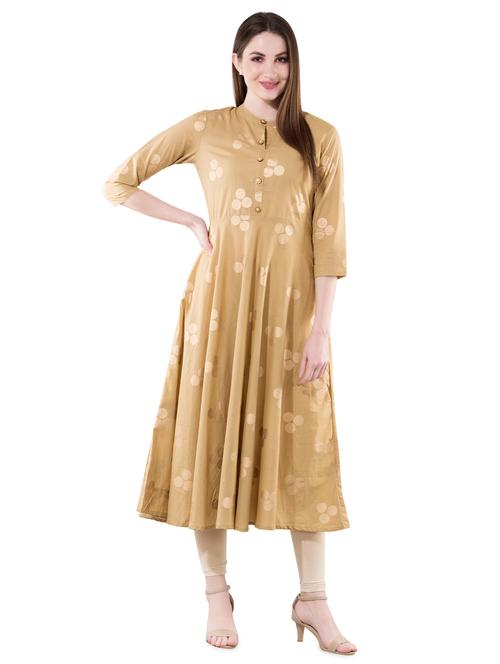 foil printed flared kurta - 16186507 - Very Small Image - 1