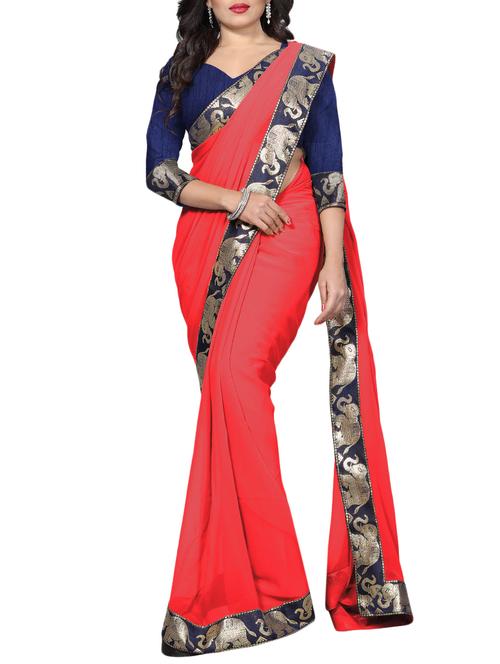 solid with bordered saree - 16186551 - Very Small Image - 1