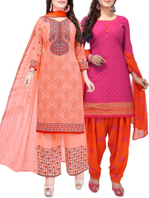 set of 2 multicolor unstitched suit combo - 16186666 - Very Small Image - 1