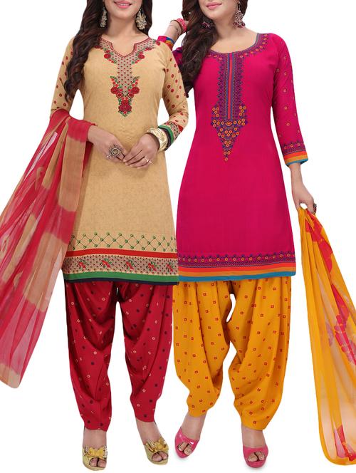 set of 2 multicolor unstitched suit combo - 16186674 - Very Small Image - 1