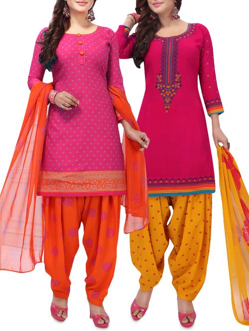 set of 2 multicolor unstitched suit combo - 16186678 - Very Small Image - 1