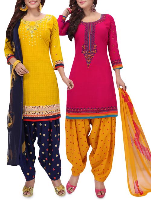 set of 2 multicolor unstitched suit combo - 16186679 - Very Small Image - 1