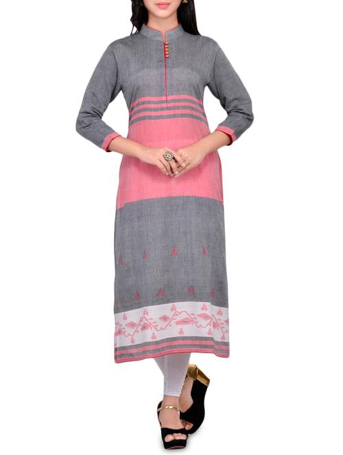 color block straight kurta - 16186902 - Very Small Image - 1