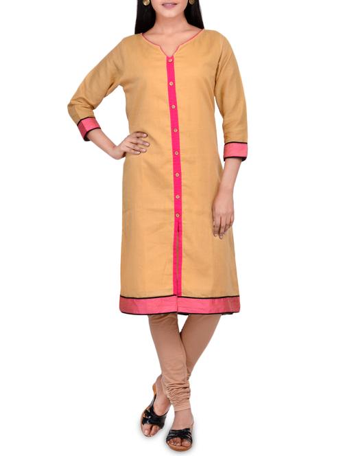 contrast piping straight kurta - 16186904 - Very Small Image - 1