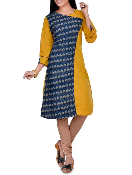 contrast printed straight kurta - 16186908 - Very Small Image - 1