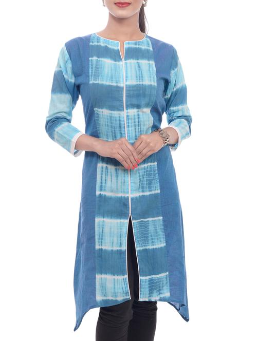 shibori print high-low kurta - 16186924 - Very Small Image - 1