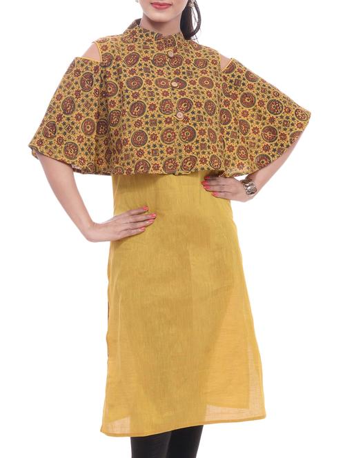 ajrak print layered straight kurta - 16186925 - Very Small Image - 1