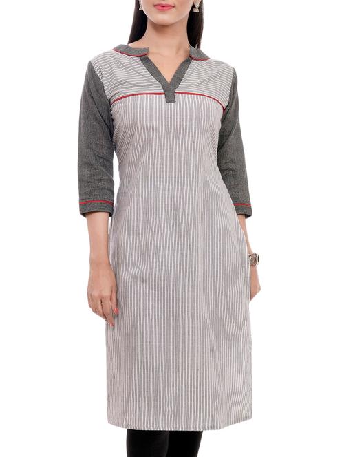 stripes print straight kurta - 16186930 - Very Small Image - 1