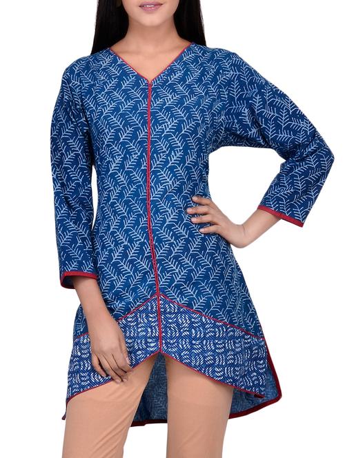 dabu print high-low kurti - 16186939 - Very Small Image - 1
