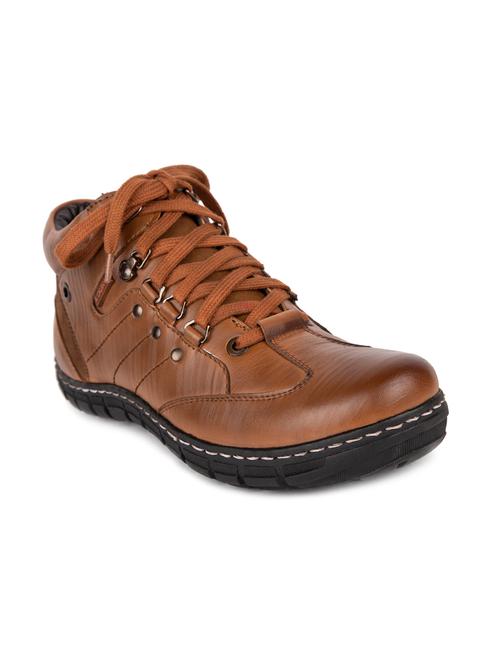 tan leatherette lace up boots - 16187037 - Very Small Image - 1