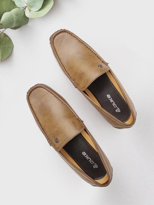 tan leatherette slip on loafers - 16187043 - Very Small Image - 1