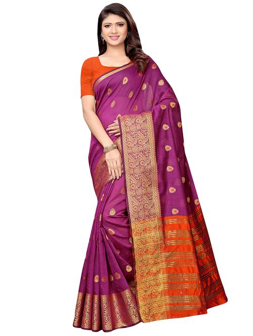 zari motifs purple maheshwari saree with blouse - 16187314 - Very Small Image - 1