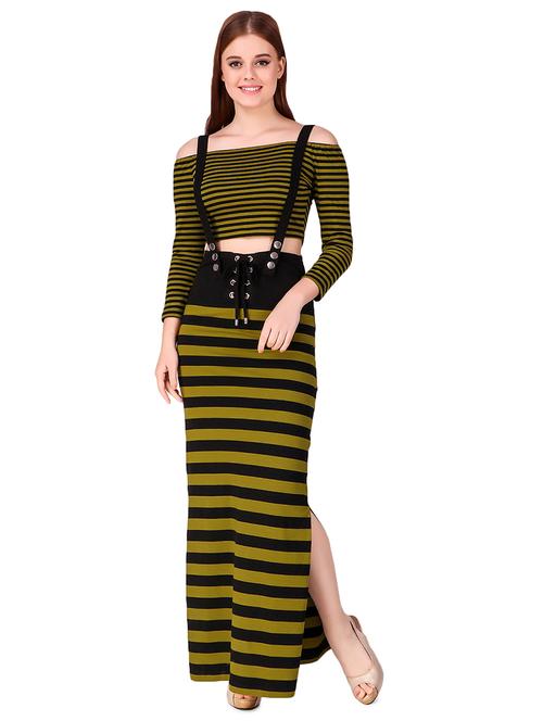 off shoulder striped dress - 16187386 - Very Small Image - 1
