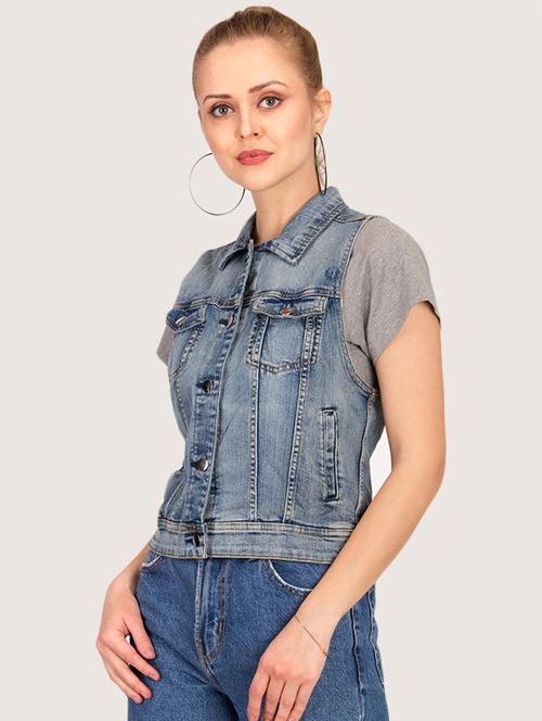 sleeveless button up denim jacket - 16187403 - Very Small Image - 1