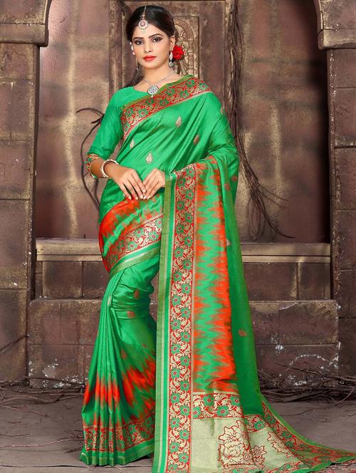 ikat woven saree with blouse - 16187404 - Very Small Image - 1