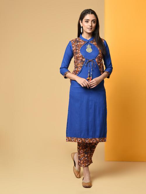 kalamkari print kurta with pant set - 16187483 - Very Small Image - 1