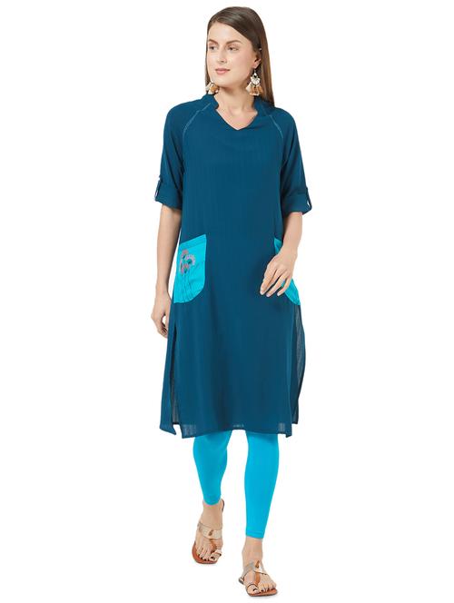contrast straight kurta - 16187736 - Very Small Image - 1