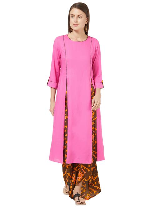 contrast a-line kurta - 16187740 - Very Small Image - 1