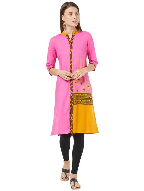 contrast straight kurta - 16187741 - Very Small Image - 1