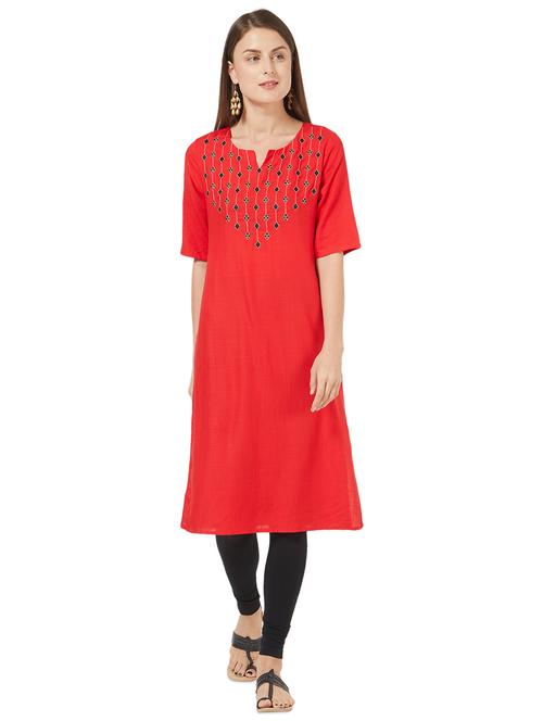 embroidered straight kurta - 16187742 - Very Small Image - 1