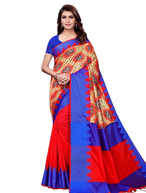 half & half woven saree with blouse - 16187768 - Very Small Image - 1