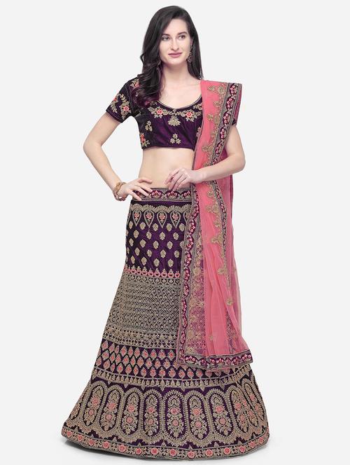zari embroidered a-line lehenga - 16187989 - Very Small Image - 1