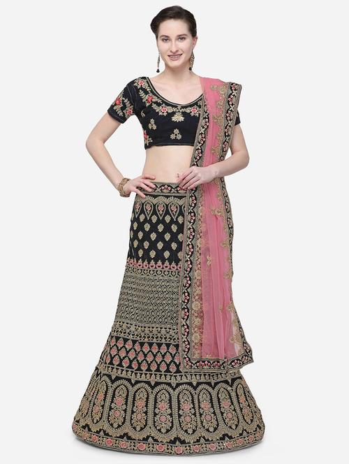 zari embroidered a-line lehenga - 16187990 - Very Small Image - 1