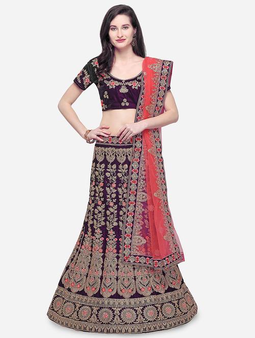 zari embroidered a-line lehenga - 16187995 - Very Small Image - 1