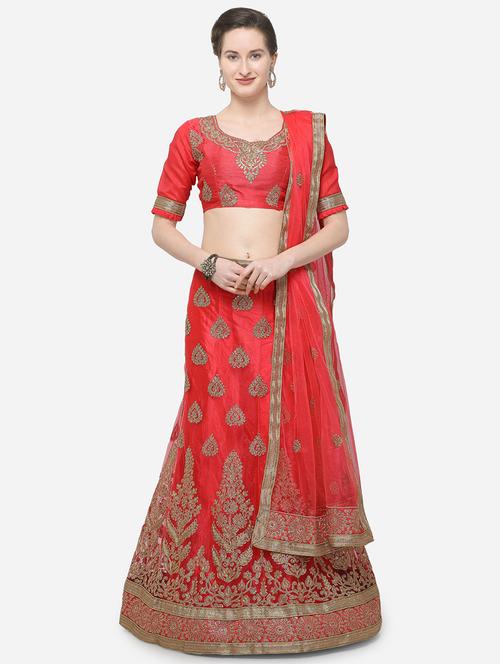 zari embroidered a-line lehenga - 16187999 - Very Small Image - 1