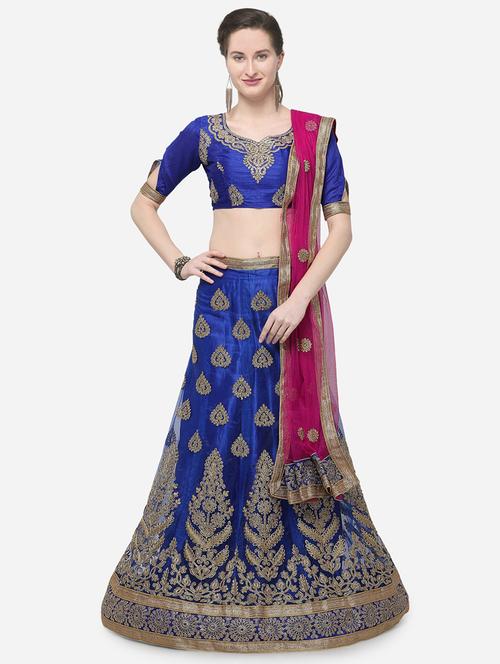 zari embroidered a-line lehenga - 16188001 - Very Small Image - 1