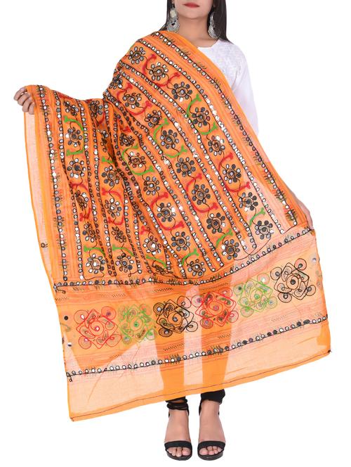 orange cotton dupatta - 16188475 - Very Small Image - 1