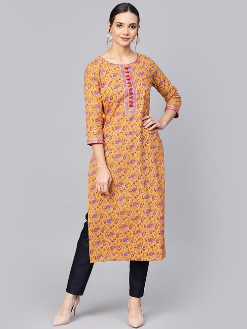 floral printed straight kurta - 16188951 - Very Small Image - 1