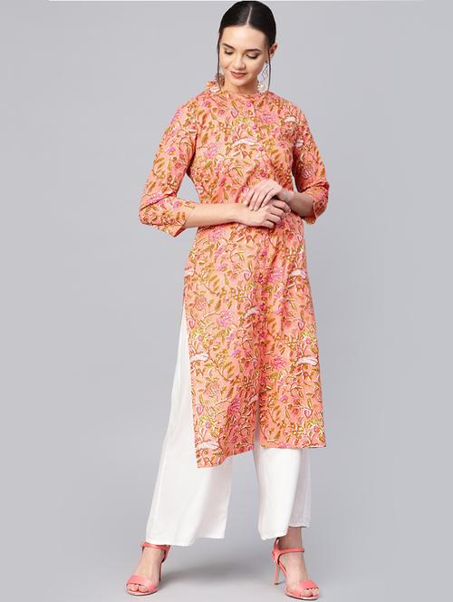 floral printed straight kurta - 16188961 - Very Small Image - 1