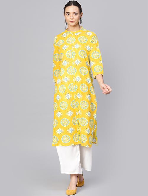 floral printed straight kurta - 16188963 - Very Small Image - 1