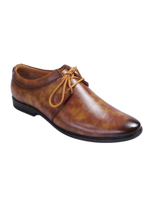 tan leatherette lace-up derbys - 16189077 - Very Small Image - 1